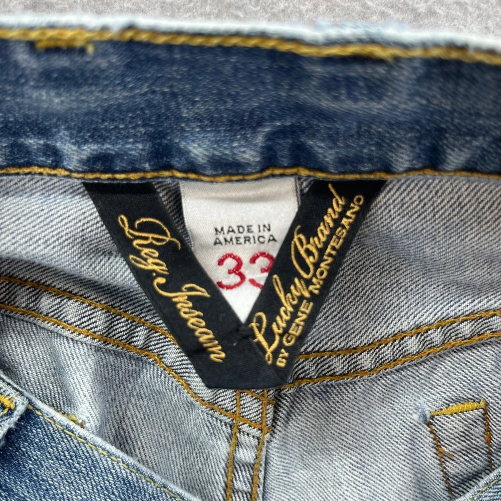 Lucky Brand 181 Jeans Men 33 Blue Denim Faded Distressed Straight Vintage Y2K‎